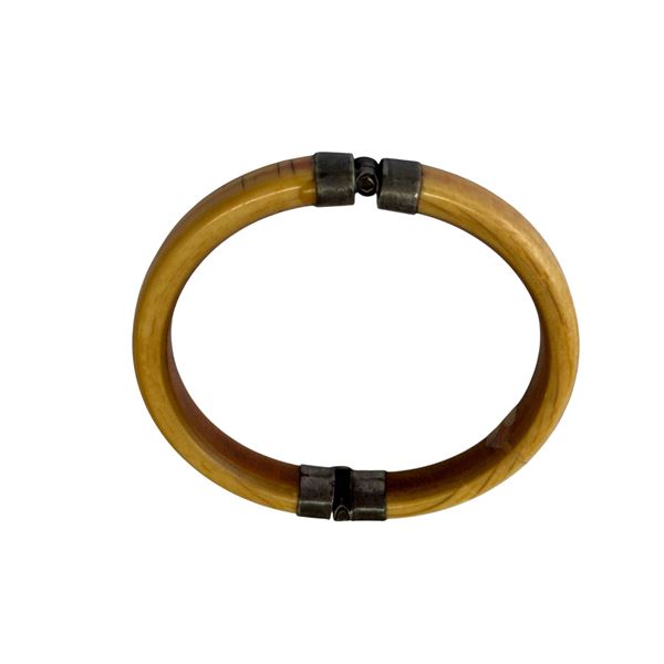 Bone & Silver Hinged Bracelet