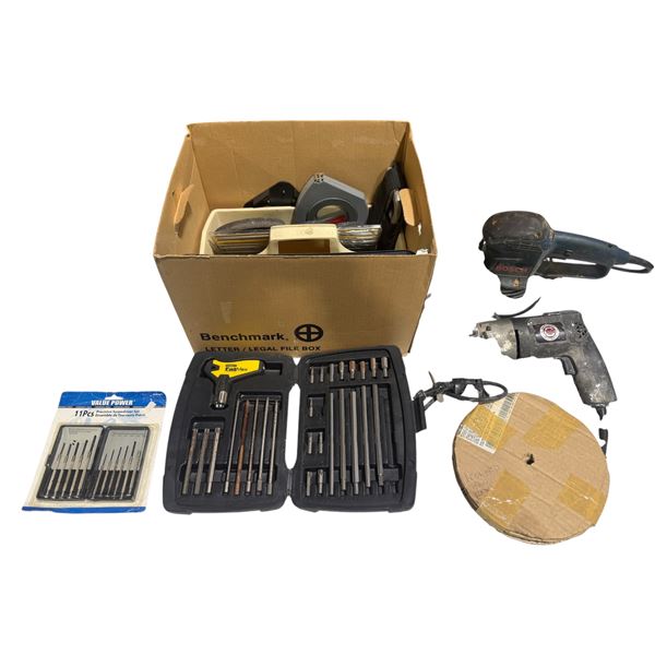 Assorted Tool Lot w/ Stanley T-Handle Key Set, Bosch Random Orbit Sander, & More