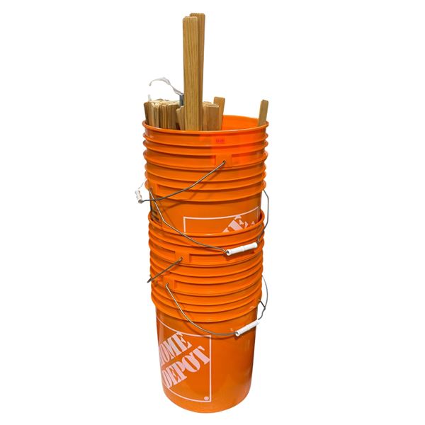 Lot of Home Depot Buckets w/ Wooden Stir Sticks