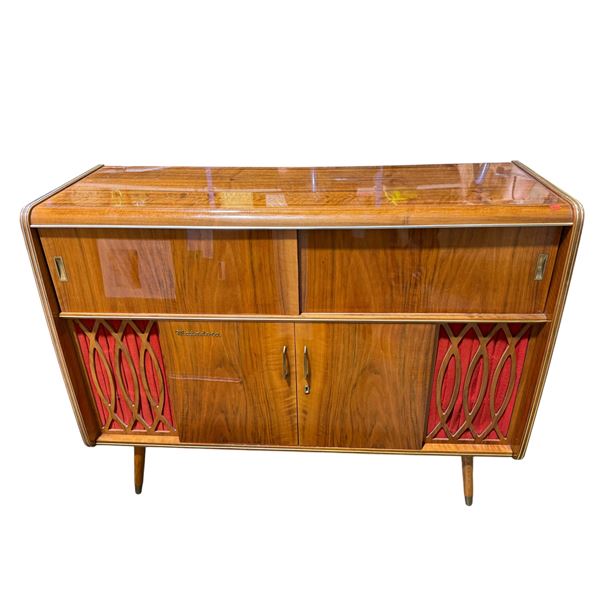 MCM Koronette Polished Walnut Matadora Stereo Console Cabinet