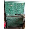Image 1 : Green 60-Drawer Industrial Small Parts Cabinet 42" x 15" x 68"H & Contents: Hardware, etc