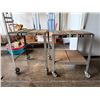 Image 2 : Qty 2 Metal Tables w/ Wooden Tops & Undershelves 23" x 23" x 32"H