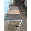 Image 3 : Qty 2 Metal Tables w/ Wooden Tops & Undershelves 23" x 23" x 32"H