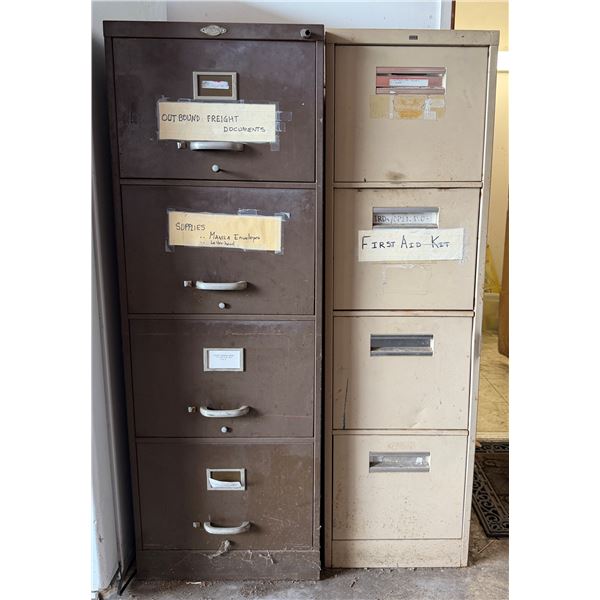Qty 2 Art Metal & HON 4-Drawer File Cabinets 18" x 28" x 52"H