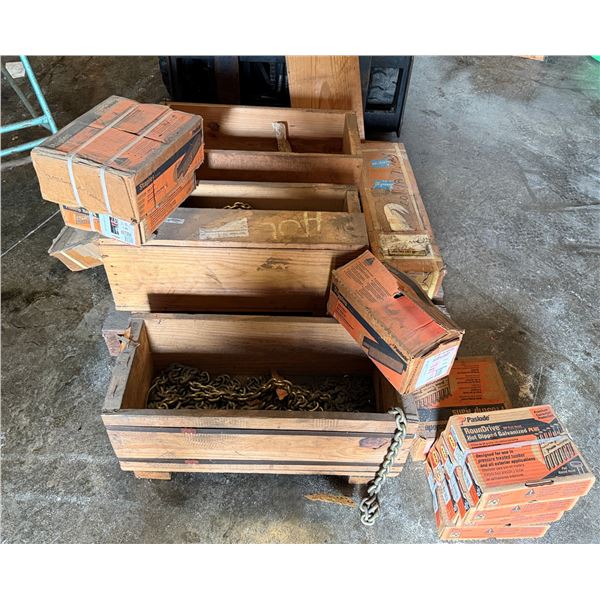 Multiple Boxes Paslode Staples, RounDrive & Strip Nails, Chain Lengths, etc