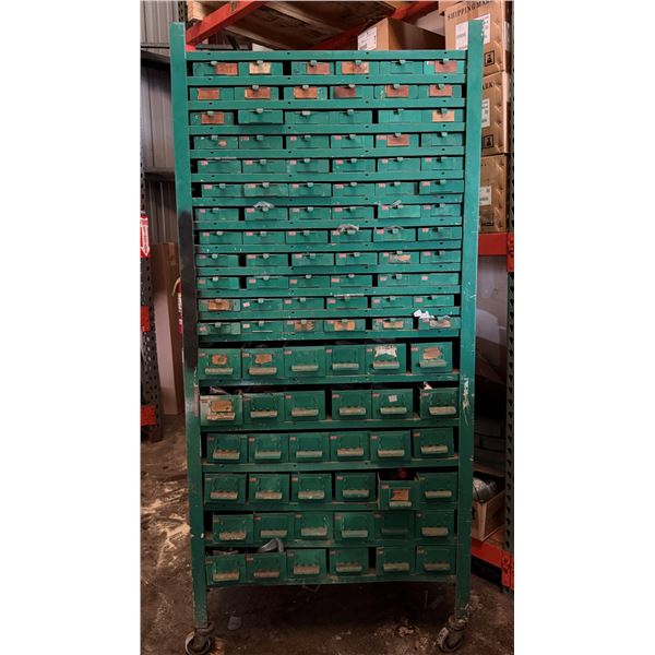 Green 100+ Drawer Industrial Small Parts Cabinet & Contents: Hardware, etc
