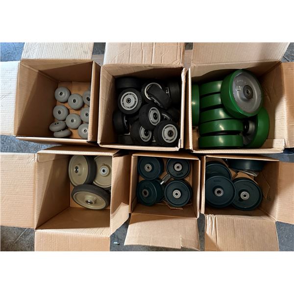 Qty 6 Boxes Multiple Industrial Caster Wheels, Misc Sizes