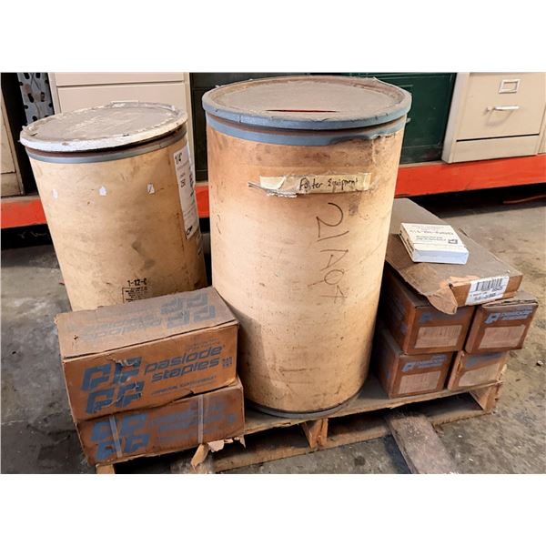 Multiple Boxes Paslode Staples, Brad Nails, Barnes Pump, Columbus McKinnon Hoistalloy Load Chain, et