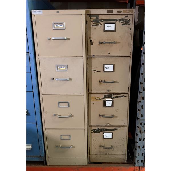 Qty 2 HON & Allsteel 4-Drawer File Cabinets 14" x 28" x 53"H