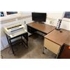 Image 1 : Office Set-Up:  Desks, IBM Typewriter on Stand, AOC Monitor, Houzetell Tower Power Strip, etc Misc S
