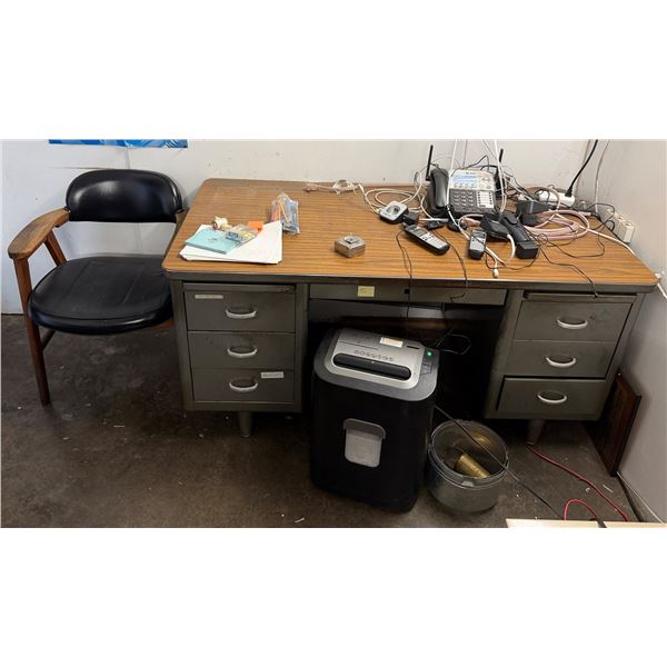 Office Set-Up: Metal 6-Drawer Desk, Chair, Royal 1620MX Shredder, AT&T Phone System, etc Misc Sizes