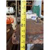 Image 17 : Work Table 96" x 48" & Contents:  Bench Vise, Organizer Shelf, Wheels, Belts, Straps, Hardware, etc