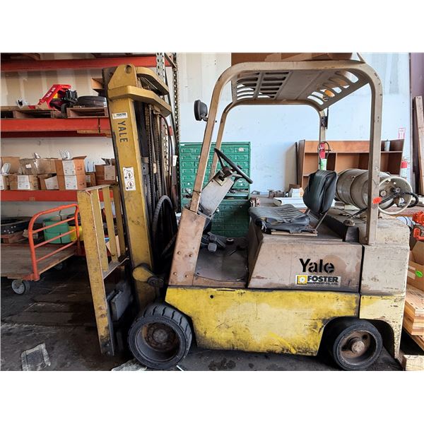 Yale Propane Warehouse Forklift  (condition unknown - starts but starter stays on & battery must be 