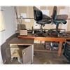 Image 1 : Office Set-Up: Wooden Table 72" x 29" x 31"H, Rolling 2-Door Cart, 2 Chairs, Panasonic CD Changer  &