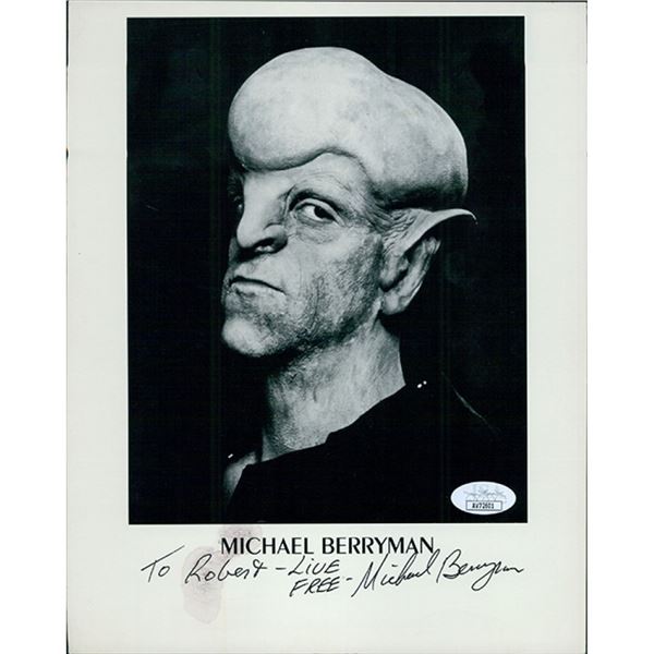 The Hills Have Eyes Michael Berryman Signed 8x10 Cardstock Promo Photo JSA Authentic Scratches