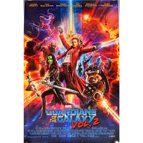 Guardians of the Galaxy Vol. 2 cast signed movie poster. GFA Authenticated