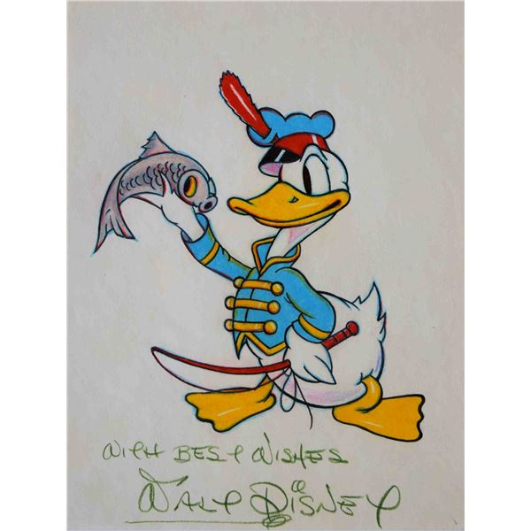 Donald Duck sketch signed by Walt Disney