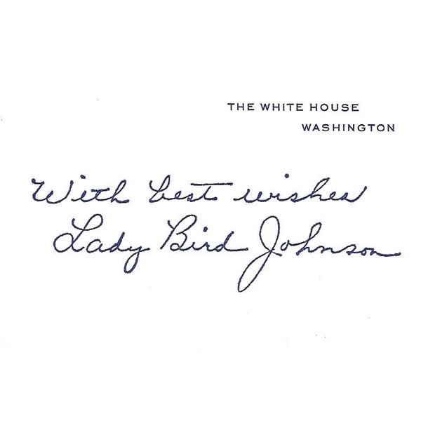 First Lady Lady Bird Johnson signed White House card