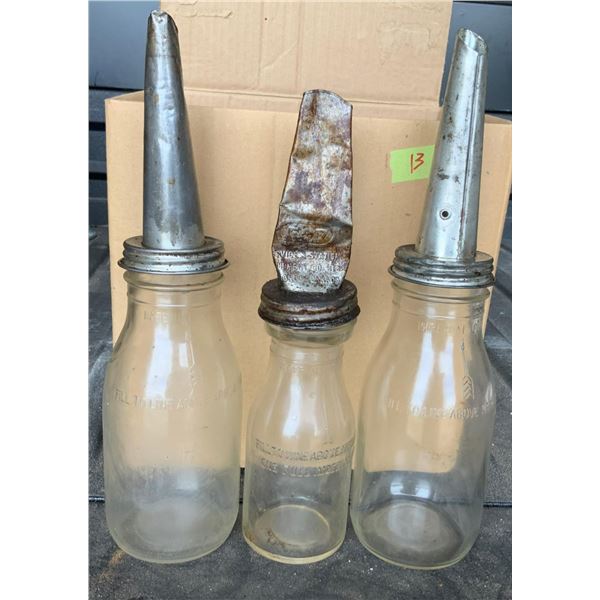 Three Oil Bottles two Quarts and one Pint