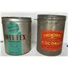 Image 1 : 25lb Shredded Coconut Pail and 50lb Lard Tin