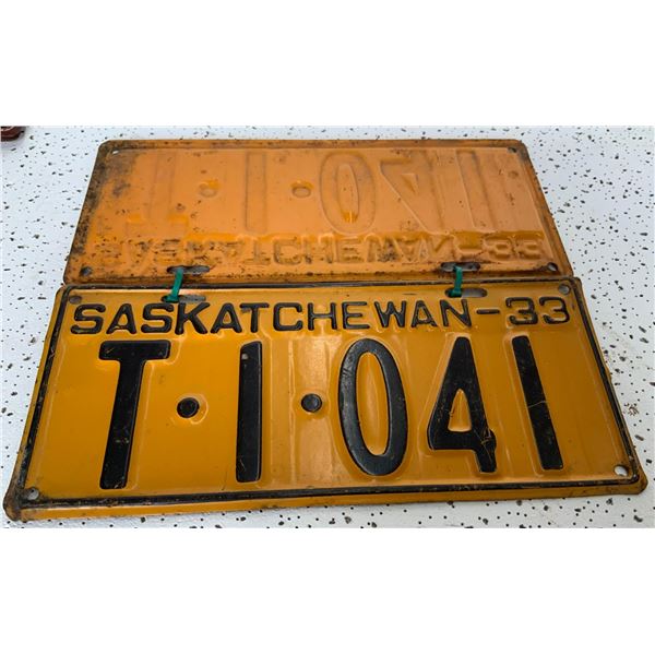 1933 Saskatchewan Matched License Plates