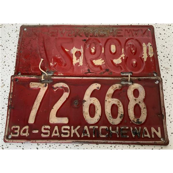 1934 Saskatchewan Matched License Plates