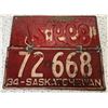 Image 1 : 1934 Saskatchewan Matched License Plates
