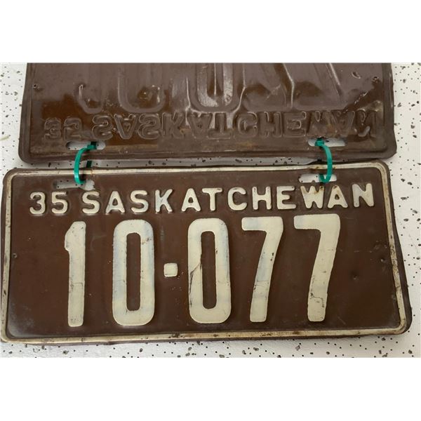 1935 Saskatchewan Matched License Plates