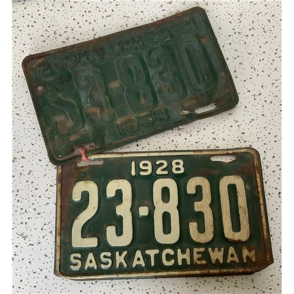 1928 Matched Saskatchewan License Plates