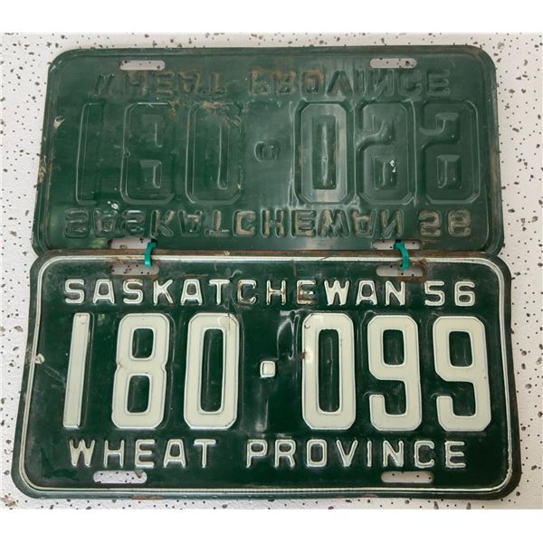 1956 Matched Saskatchewan License Plates
