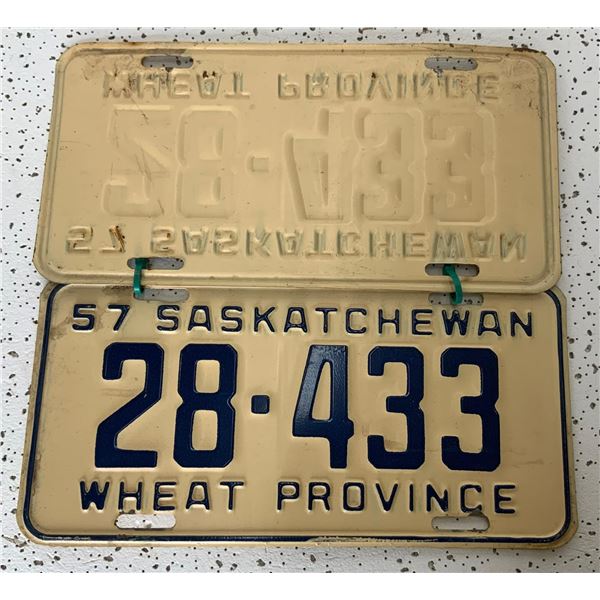 1957 Matched Saskatchewan License Plates