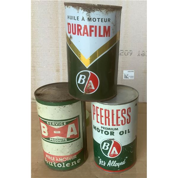 Three BA Oil Tins