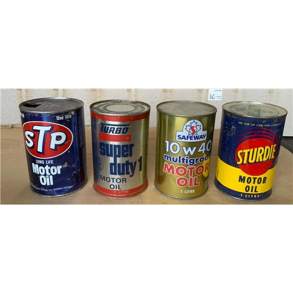 Four 1 litre Oil Tins