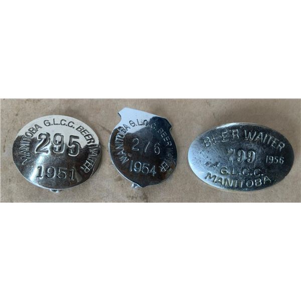 Three 1950’s Beer Waiter Badges