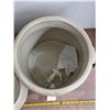 Image 3 : Medalta ice water crock- with lid- has some damage- 16"H