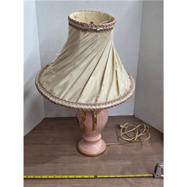 Vintage lamp and shade- no bulb- untested- 25"H
