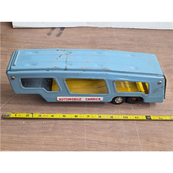 Vintage tin automobile carrier trailer- 13"L