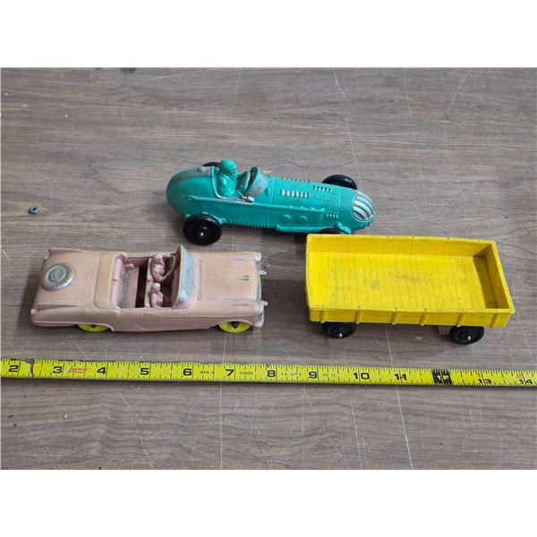 3 vintage rubber toy cars