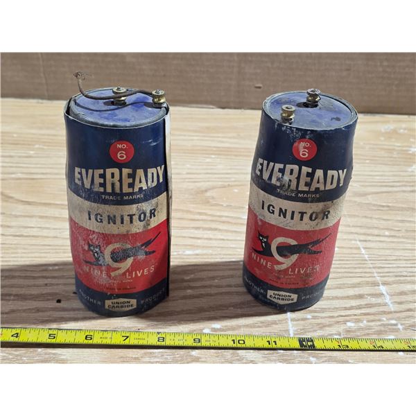 2 antique eveready batteries