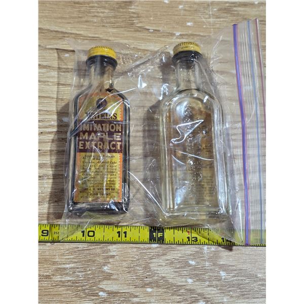 Vintage maple and coconut extract bottles- some still inside