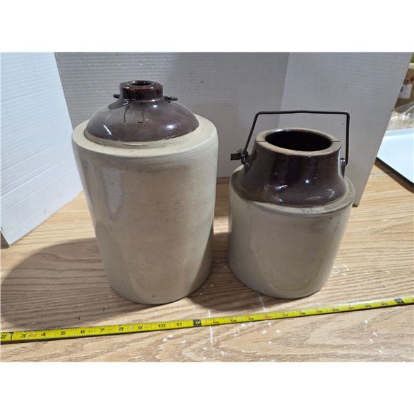 Antique pickle jar and whisky jug
