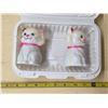 Image 1 : 1950' s celluloid plastic kitten salt and pepper shakers with noise maker- not working