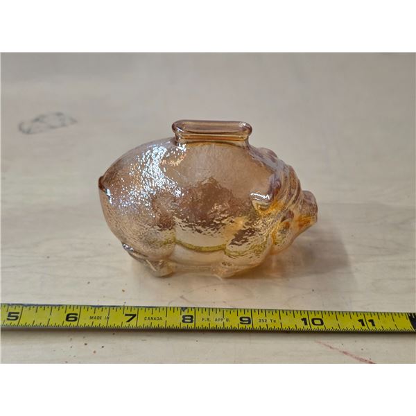 1950's depression amber carnival glass piggy bank- 4"L