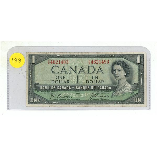 1954 Canada One Dollar. (Devil's Face)