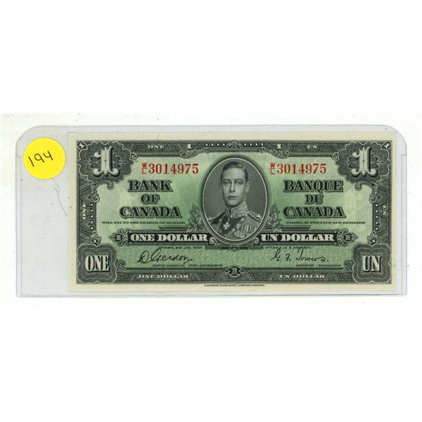 1937 Canada One Dollar.