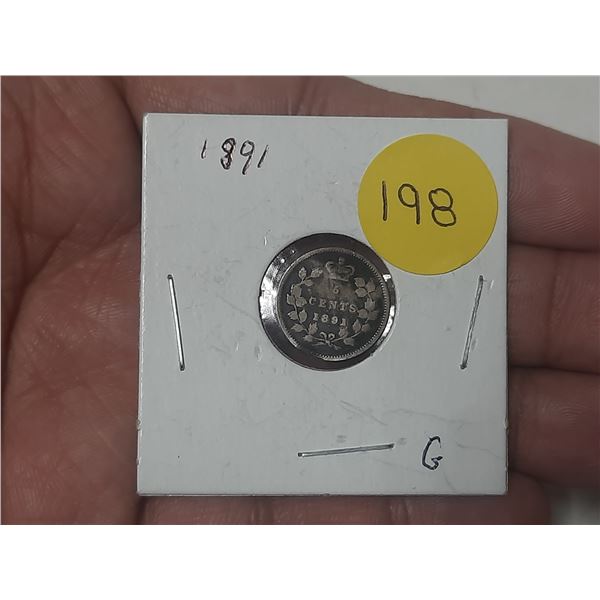 1891 Canada Silver 5 Cents.