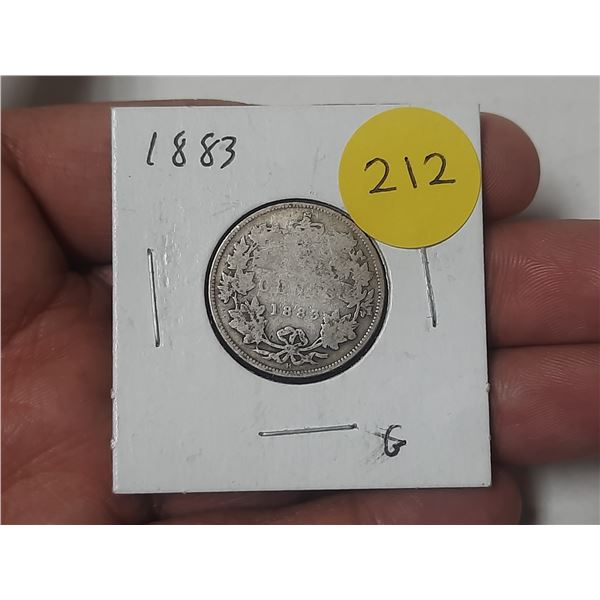 1883 Canada Silver 25 Cents.