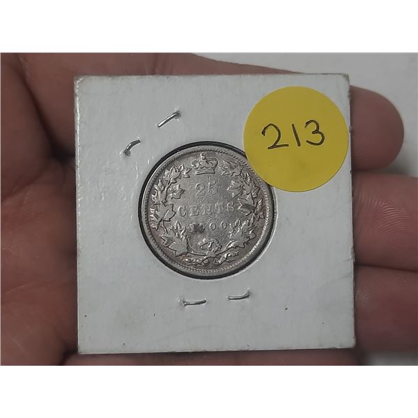 1900 Canada Silver 25 Cents.