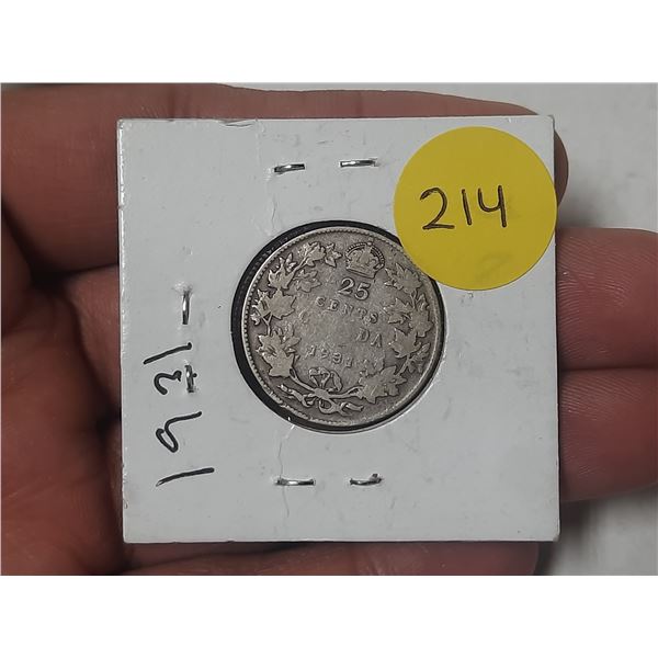 1931 Canada Silver 25 Cents.