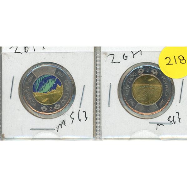 2017 Canadian "Toonie" coins, specifically the commemorative "Dance of the Spirits" edition celebrat